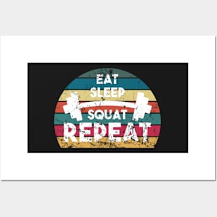 eat sleep squat repeat funny workout Posters and Art